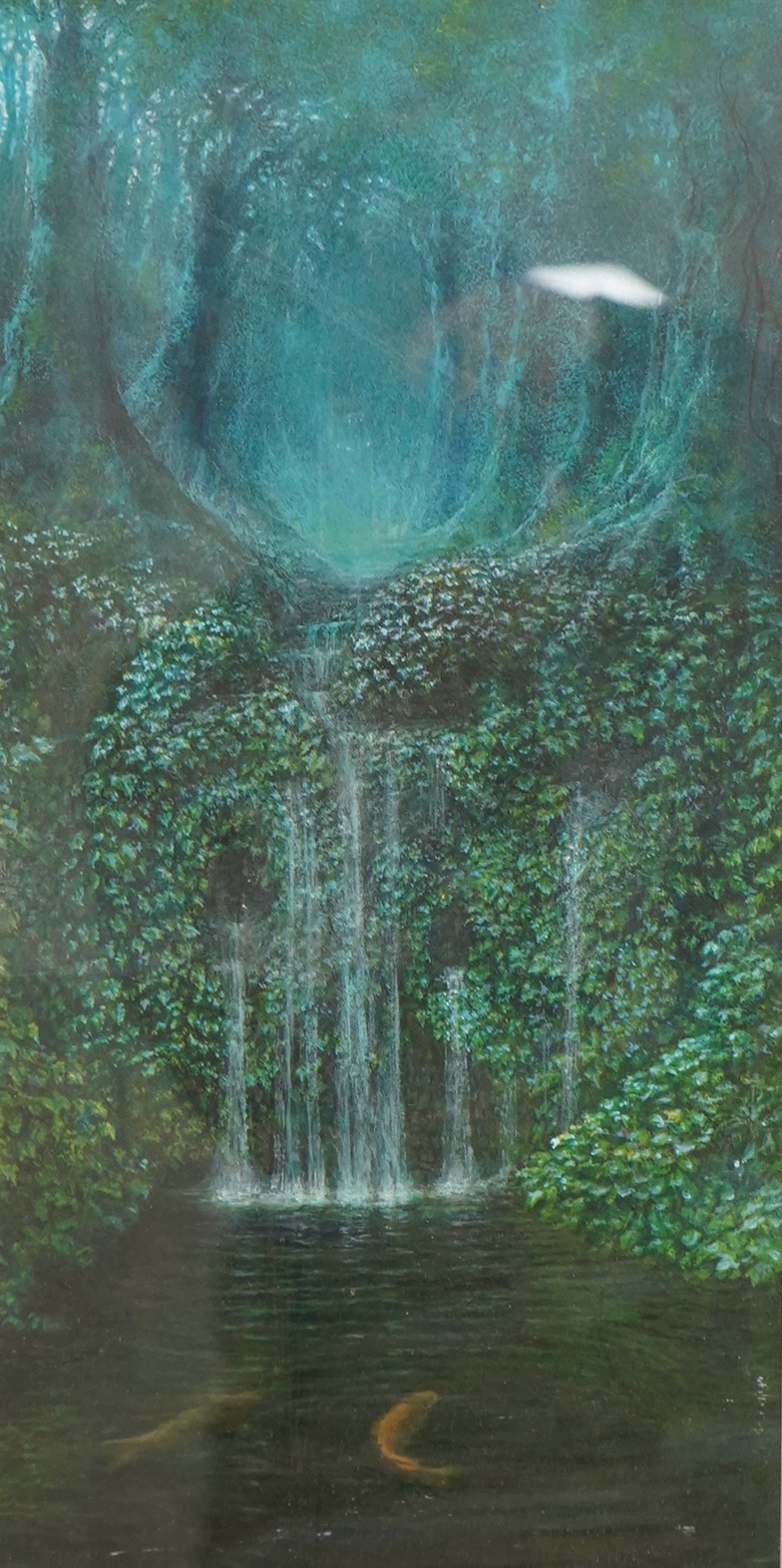 20th century School, 'Fionns Spring', unsigned, mixed media and oil, 41 x 21cm